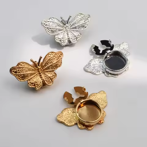 Vintage Butterfly Cufflink Covers, Gold/Silver Cufflink Tops for DIY Cufflinks, Shirt Cuff Decor, Fa