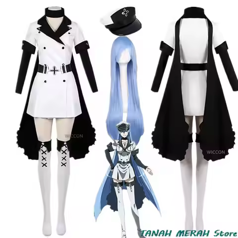 Cosplay Anime Esdeath Empire Cosplay Costume Manga General Uniform with Hat Wig Socks Esdeath Empire