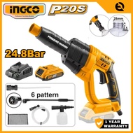 INGCO 20V 6 PATTERN CORDLESS PRESSURE WASHER | MAX 24.8BAR | CPWLI20082 CPWLI2008