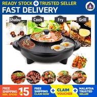 Dapur Elektrik 2 dalam 1 BBQ Steamboat Hot Pot Shabu Tomyam Teppanyaki Grill Electric 2 in 1 Non Stick Pan