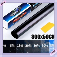 YYE 1Roll 50x3m Window Tint Film, Solar UV Protection Sun Shade Car Foils, Durable VLT 1%-50% Heat UV Block Black Glass Sticker Windshield