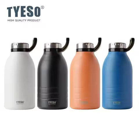 TYESO 1500/1900ml Sport Water Bottles 304 Stainless Steel Thermos Cup with Straw Outdoor Portable Va