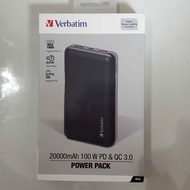Verbatim 20000mAh 100W PD & QC3.0 大功率快充行動電源（100W PD 筆電充 MacBook iPad 手機 Switch Laptop Power Bank 尿袋 