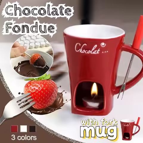 Ceramic Chocolate Hot Pot Cup, Cheese Creative Coffee MUG Swiss Ice cream Christmas Party With Fork