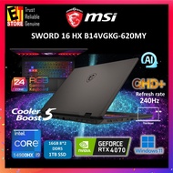 MSI LAPTOP SWORD 16 HX AI GAMING B14VGKG-620MY (INTEL i9-14900HX/ 16GB /1TB SSD/RTX 4070 8GB/16" IPS