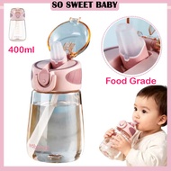 Kids Water Bottle Straw Drinking Cup BPA Free with Straw and Handle Leakproof Botol Air Kanak 400ml