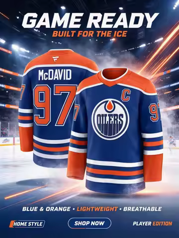 2026 New Edmonton Oilers Connor McDavid 97# Ice Hockey Jersey Unisex Breathable Long Sleeves Shirt M