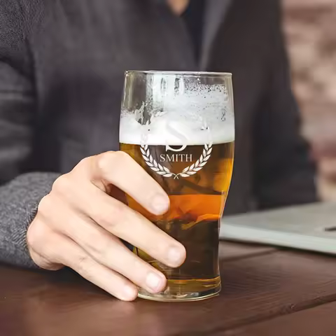 Custom Beer Glass, Pint Glasses, Personalized Beer Glass, 550ml, Laser Engraved Name