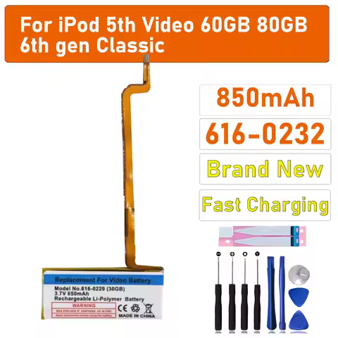 616-0232 Battery For iPod 5th Video 60GB 80GB For 6th gen Classic Thick 160GB 616-0232 Battery Video