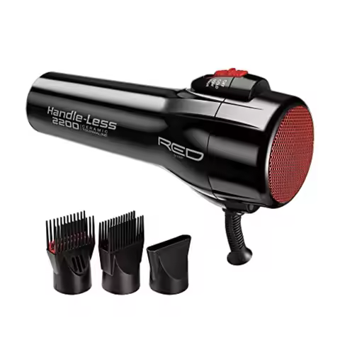 RED by Kiss Handle-Less 2200W Ceramic Tourmaline Hair Dryer 3 Heat Settings Pro Blow Dryer with Comb