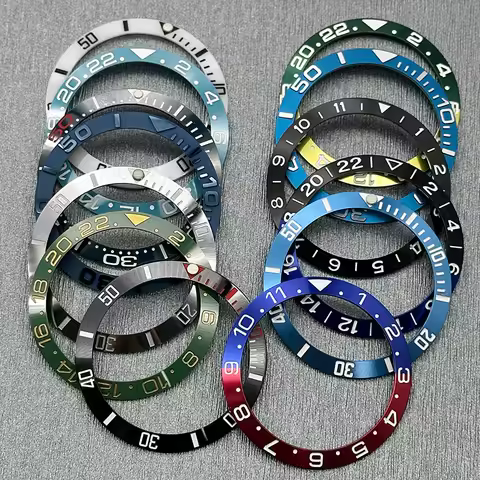 150 Styles 38mmX30.6mm NH35 Case Watch Bezel Insert Curved Aluminum Bezel SKX007 Case Ring Fits SKX0