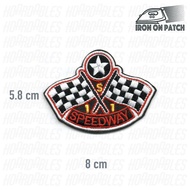 Speedway F1 2 Flag Race Iron on DIY Decor Embroidered Patch Badge