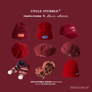 Red Hat Christmas Gift Winter Warm Knitted Hat Year Christmas Wine Red Beret Wool Hat Scarf Women QQ