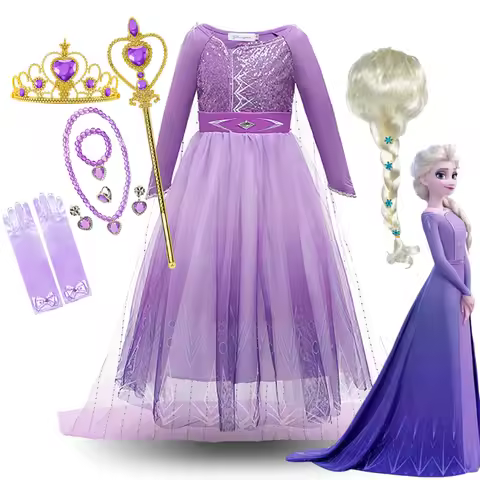Frozen Elsa Princess Dress Girls Birthday Party Cosplay Halloween Carnival Children Vestidos Elsa Fr