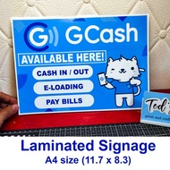 Laminated signage and Rate chart for gcash