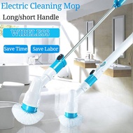 Wireless Rechargeable Electric Cleaning Brush Long Handle Automatic Rotating Telescopic Waterproof Cleaning Brush Mop