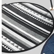 PDM เสื่อกลมอเนกประสงค์ เสื่อตกแต่ง เสื่อแทนพรม เสื่อแต่งบ้าน ลาย Inari (Round) 170x170 cm Black-Whi