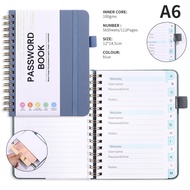 A6 Spiral Password Keeper Book,Alphabetical Tabs Notebook,Faux Leather Cover,Secure Internet Passwor