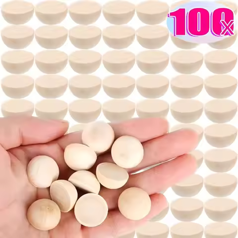 1.5/2cm Natural Half Wooden Beads Half Unfinished Wood Balls Split Wood Beads for Paint Craft Jewelr