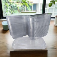 # exten # 50Pcs Clear Rectangle Dessert Container 280ml Rectangle Cake Container Loaf Deli Container