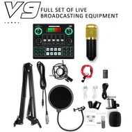 GOLA SOUND RIWORAL V9-SET Condenser Microphone sound card complete Set can be used directly for live broadcasting, singing karaoke bluetooth stand holder Mic original