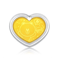CHOW TAI FOOK LINE FRIENDS Collection 999.9 Heart-Shaped Pure Gold Coin - Brown R22665