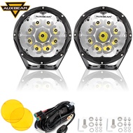 7inch Round Offroad Lights with Amber Yellow with Black Covers Combo Kit  86W 6400LM Extremely Brigh