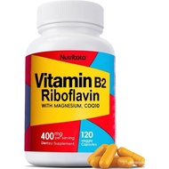 Vitamin B2 Riboflavin 400mg with Magnesium & for Adults,Vitamin B2 Capsules for Energy,Relief,120 Ve