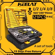KEELAT 121PCS Heavy Duty Combination Socket Wrench Ratchet Spanner Tools Set Box Power Tool Sepana A