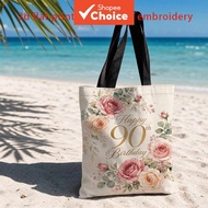 90th Birthday Tote Bag Suitable for Bachelorette Parties Gifts Double-Sided Floral Beach Handbag Mac