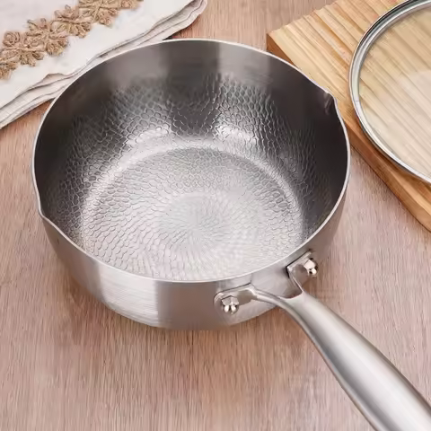 Titanium steel hammer patterned snow flat pot, household baby food pot, integrated instant noodle, u