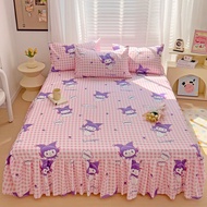 Cartoons Printed Bed Skirt Queen Size Bed Sheet with Skirt Hem Thick Non-slip Mattress Protector Mattress Cover