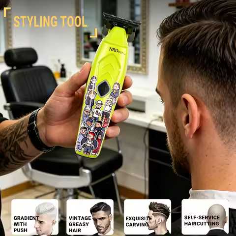 NRDCUT PRO Professional Men's Hair Clippers USB Charging DLC Blade Serrated Beard Trimmer with NRD-0