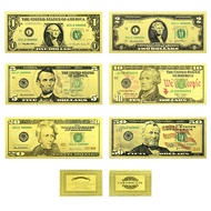 New Gold Foil Plastic Coin 1 2 5 10 20 50 Dollars Gold Foil Coin Plastic Card Collection Gift 12 * 2