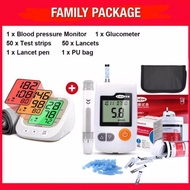MESIN CHECK GULA + MESIN CHECK TEKANAN DARAH TINGGIGlucometer + Test Strips + Lancets + Blood Pressu