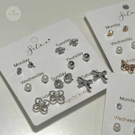 Élanor - 1 Week Earrings Set (Senin to Week) Silver Gold | Minimalist & Elegant Design