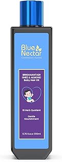 Blue Nectar Ayurvedic Baby Hair Oil with Organic Ghee, Almond Oil, Coconut Oil &amp; Olive Oil for Hair and Scalp (18 Herbs, 200 ml)