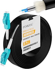 OM3 Uniboot Fiber LC to LC 65M(200FT)，Multimode Duplex Outdoor Fiber Optic Cable Armored， 10gb 50/12