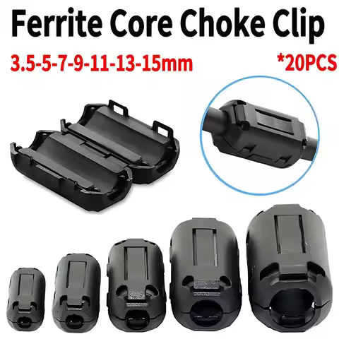 20Pcs 3.5/5/7/9mm Ferrite Filter Toroidal Core Ferrite Bead Clip Choke EMI RFI Noise Filter Clip For