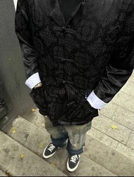 CLOT x NEIGHBORHOOD FW23聯名 日系街頭復古黑絲綢唐裝長袖襯衫外套