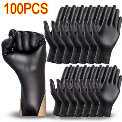 Gloves Disposable Nitrile 100Pcs Disposable Black Nitrile Gloves Latex Waterproof Durable Suitable f