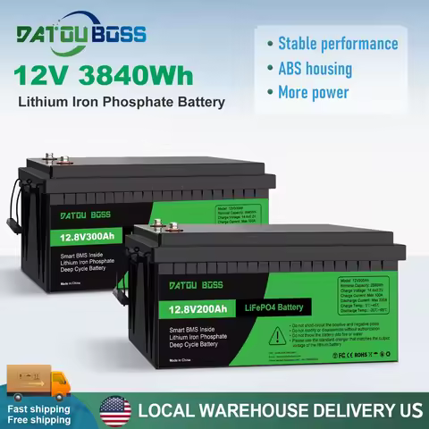 DATOUBOSS 12V Lifepo4 300Ah Solar Energy Portable Power System Storage Group Lithium Ion Batteries P