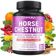 Horse Chestnut Capsules with Horse Chestnut, Butcher's Broom Root, and More - 90 Capsules for 3 Mont