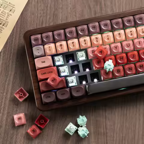 Womier WD75 V2 75% Red Lipstick Keyboard Tri-Mode Wireless with QMK/VIA Wood Gaming Keyboard Custom 