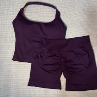 Original 2pcs Impact Gym Set Women Backless Tank Tops High Waist Scrunch Seamless Shorts Fitness Clo