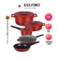 Delfino Nabe Pot & Pan Soup Pot Deep Frying Pan Wok Pan Non-Stick Technology Cast Aluminium Material