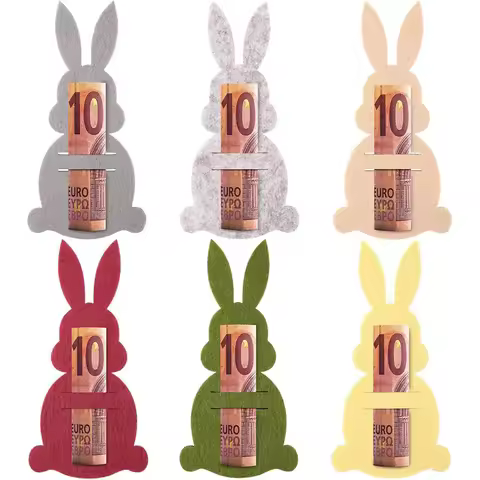 DIY Easter Money Holder Cards 6Pcs Cute Rabbit Cash Holder Universal Easter Basket Decor Easy Clean 