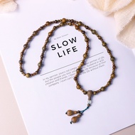 New Chinese Style Chinese Style Green Sandalwood Bamboo Necklace Hand-Carved Aquarius Pendant Sweate
