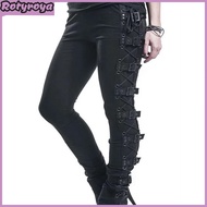 Miueto Women Pants Drawstring Eyelet Punk Ladies Slim-fitting High Stretch Pencil Pants for Sports W