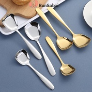 RunSabai Big Salad Spoon Fork Set Stainless Steel Kitchen Food Server Pasta Utensils Public Gold Tab